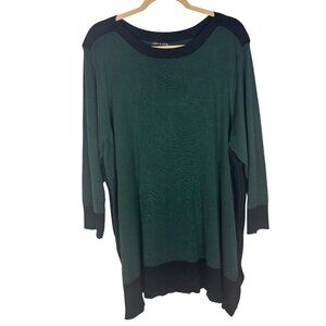 Cable & Gauge Plus Size 2X Green Black Sweater Top